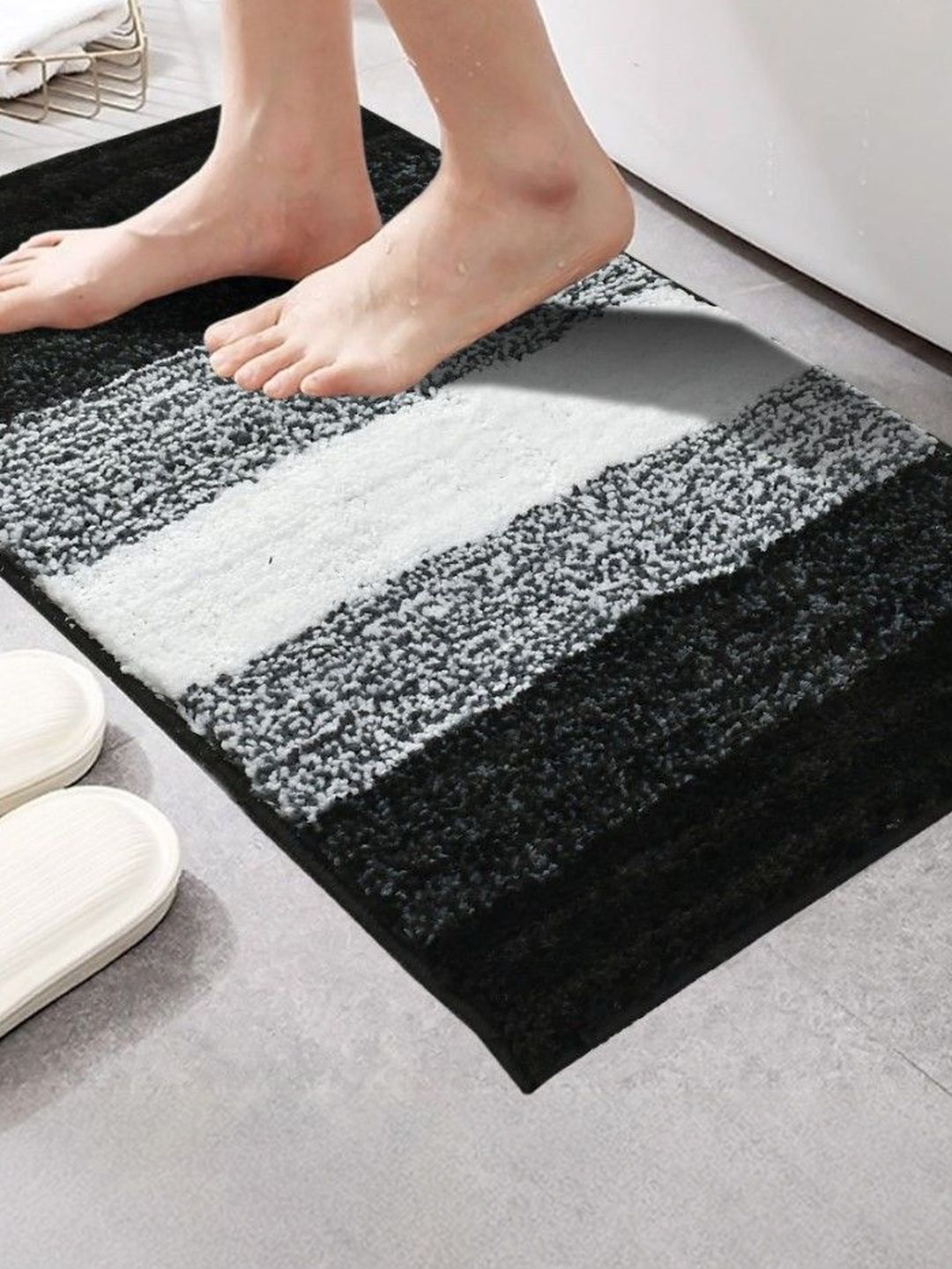 Myntra Elegant Homes Black Striped Antiskid Doormat-picture-27