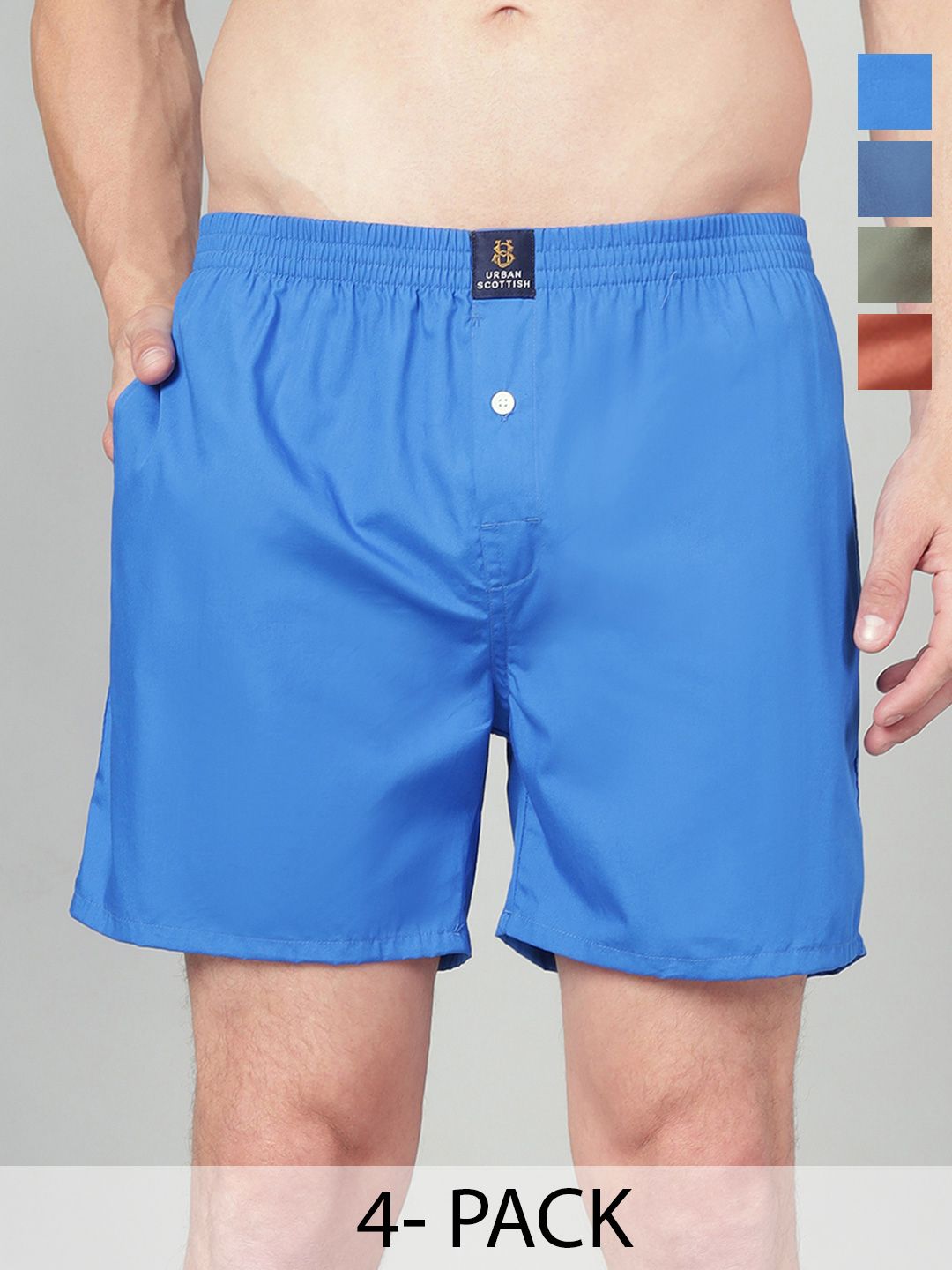 URBAN SCOTTISH Men Pack Of 4 Cotton Boxers-image-46