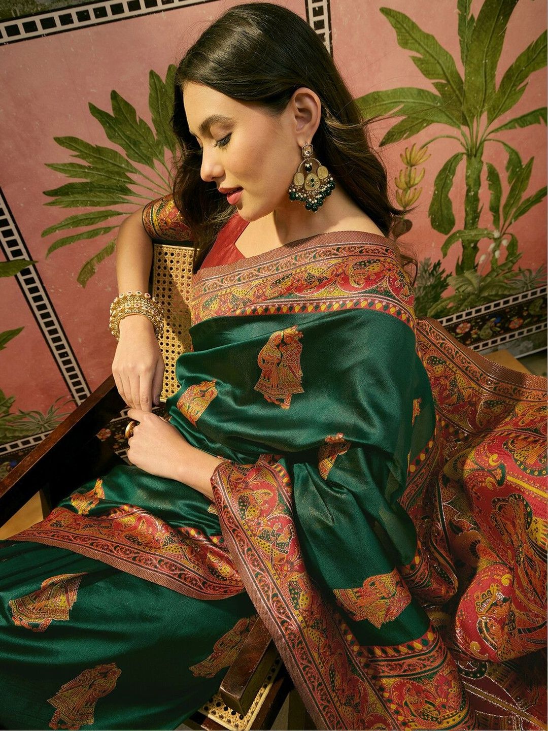 Sangria Woven Design Saree with Unstitched Blouse-image-43