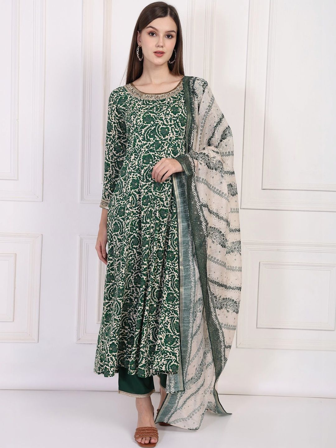 W Women Ethnic Motifs Embroidered Kurta with Trousers & With Dupatta-picture-32