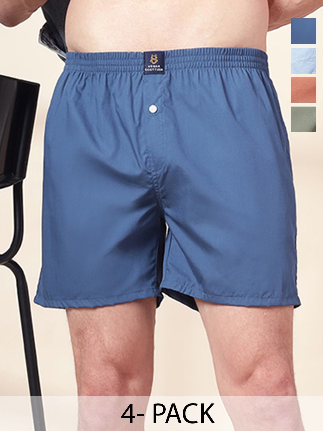 URBAN SCOTTISH Men Pack Of 4 Cotton Boxers-image-47
