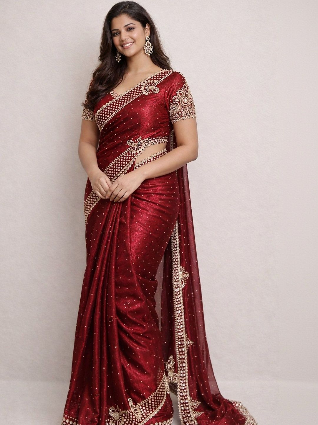 BRIJSHREYA FASHION Embellished Beads and Stones Silk Blend Heavy Work Saree-picture-14