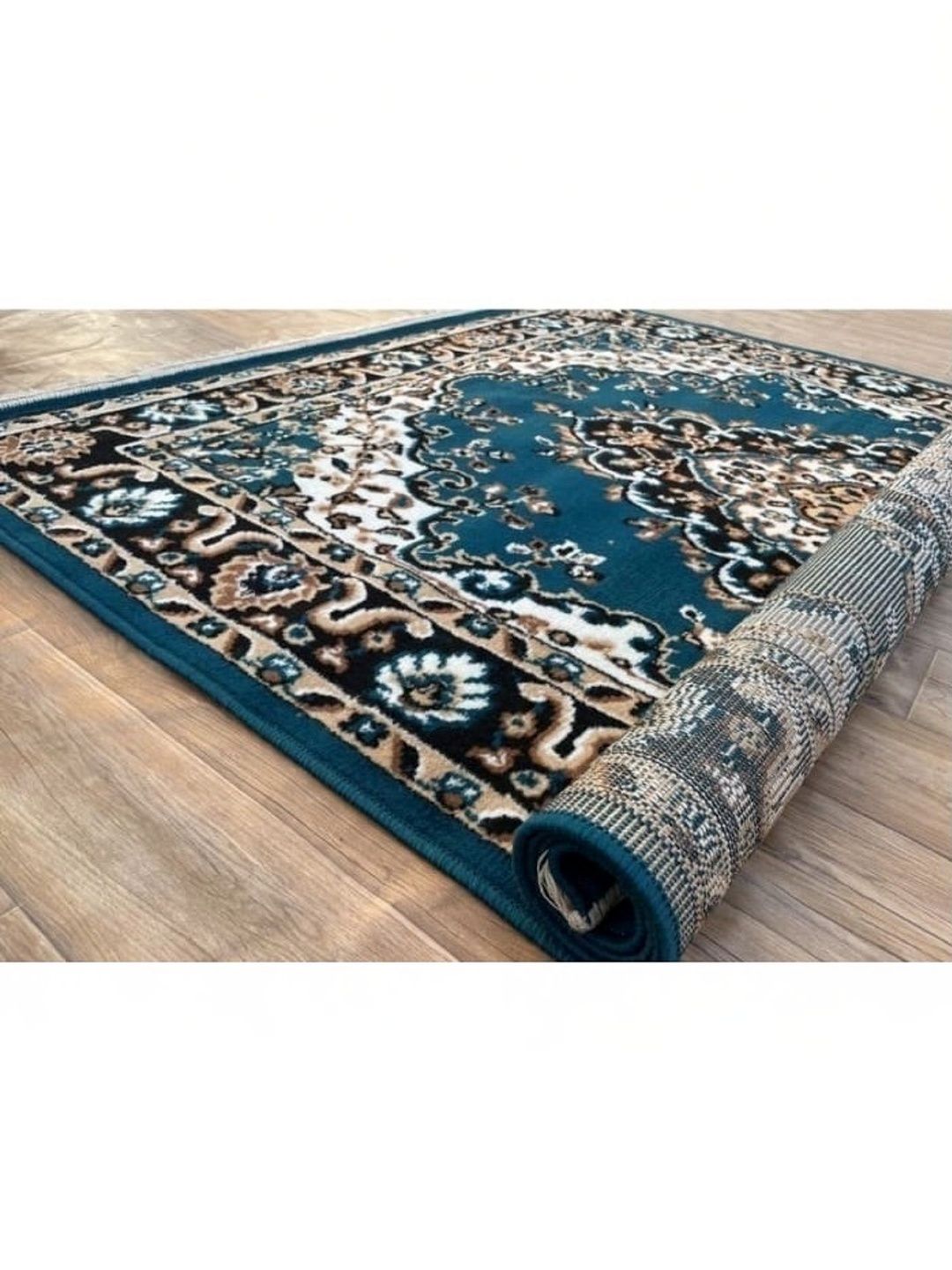 KAYNAT CARPET Blue Ethnic Motifs Anti-Skid Polypropylene Carpet-image-41