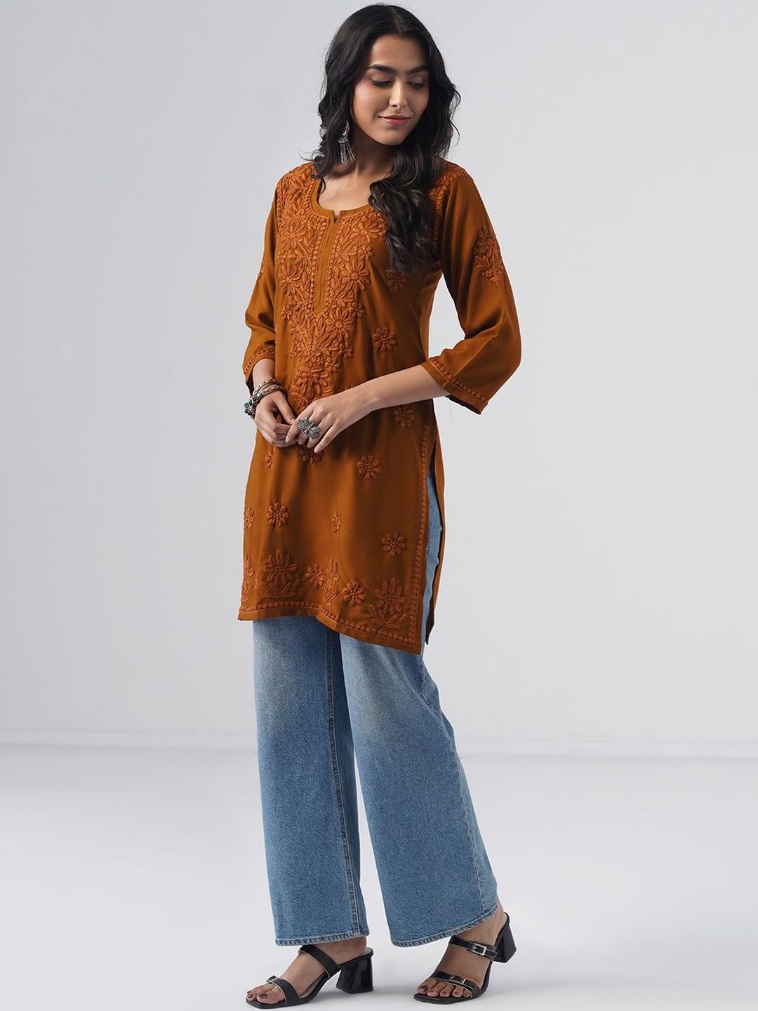 all about you Ethnic Motifs Embroidered Chikankari Chikankari Kurti-picture-2