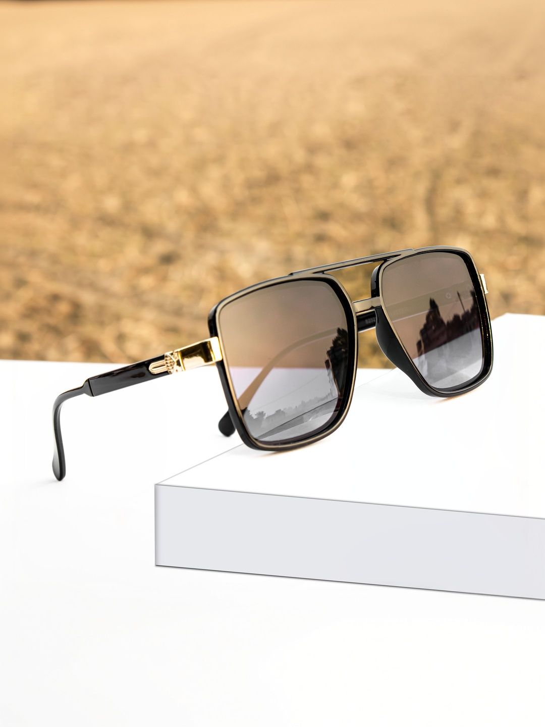 Jiebo Men Black Lens & Black Square Sunglasses with-image-39