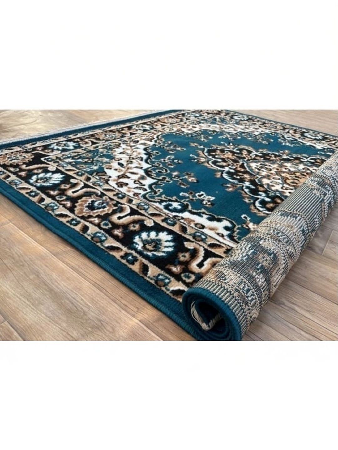 KAYNAT CARPET Blue Ethnic Motifs Anti-Skid Polypropylene Carpet-image-34