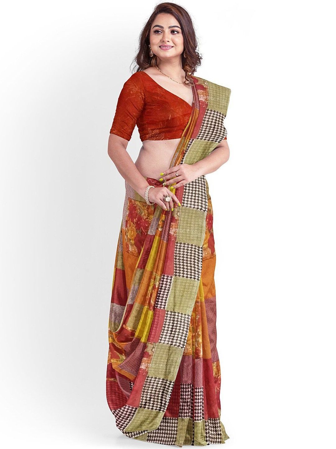 Moda Rapido Colourblocked Poly Georgette Saree-picture-32