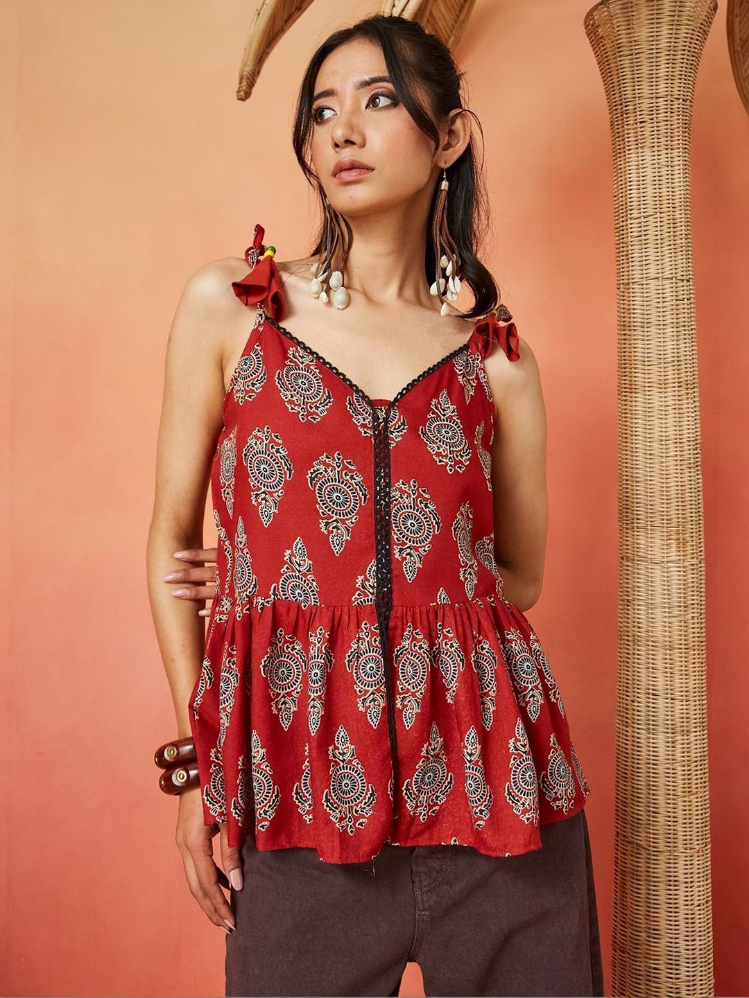 Youthnic Print Ethnic Peplum Top-picture-5
