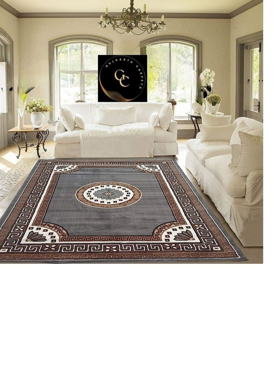 KAYNAT CARPET Grey Geometric Anti-Skid Polypropylene Carpet-picture-11
