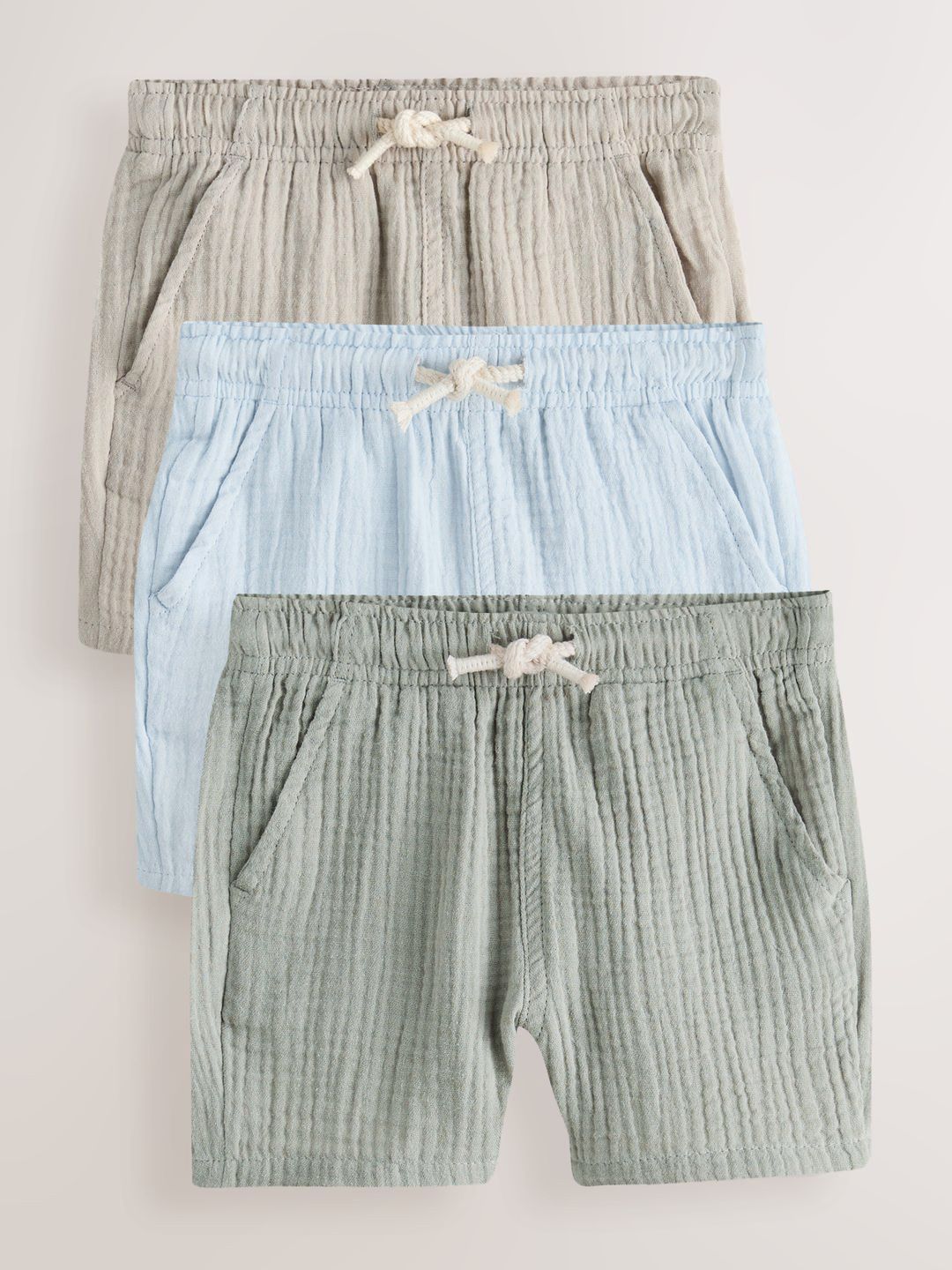NEXT Boys Set of 3 Textured Pure Cotton Shorts-picture-13