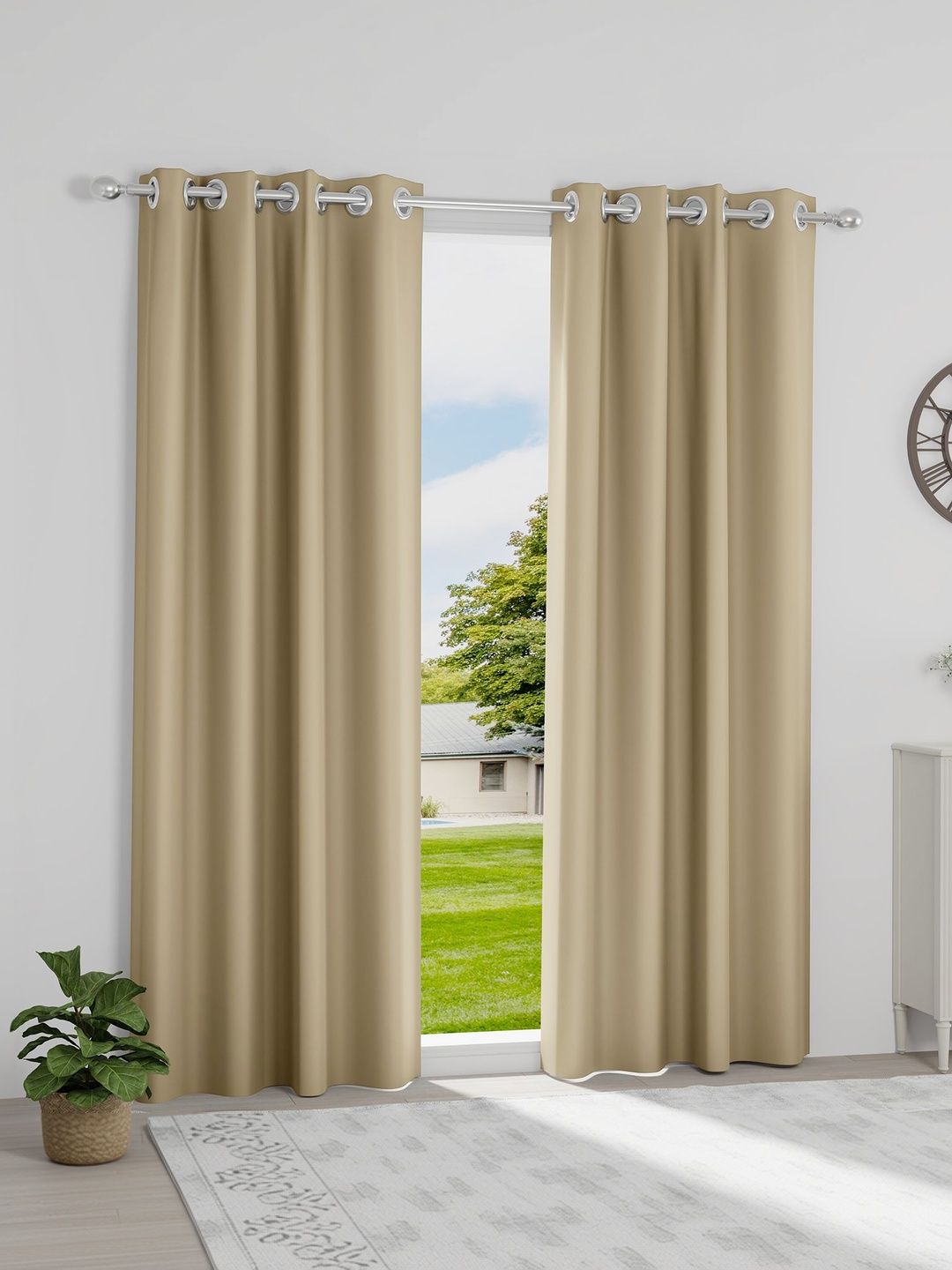 wakefit Beige Set of 2 Black Out Door Curtain-picture-30