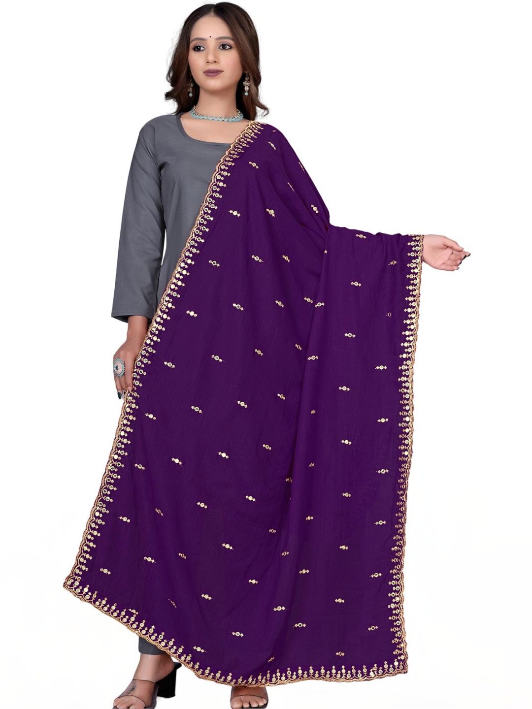 Kemza Embroidered Dupatta with Zari-picture-41