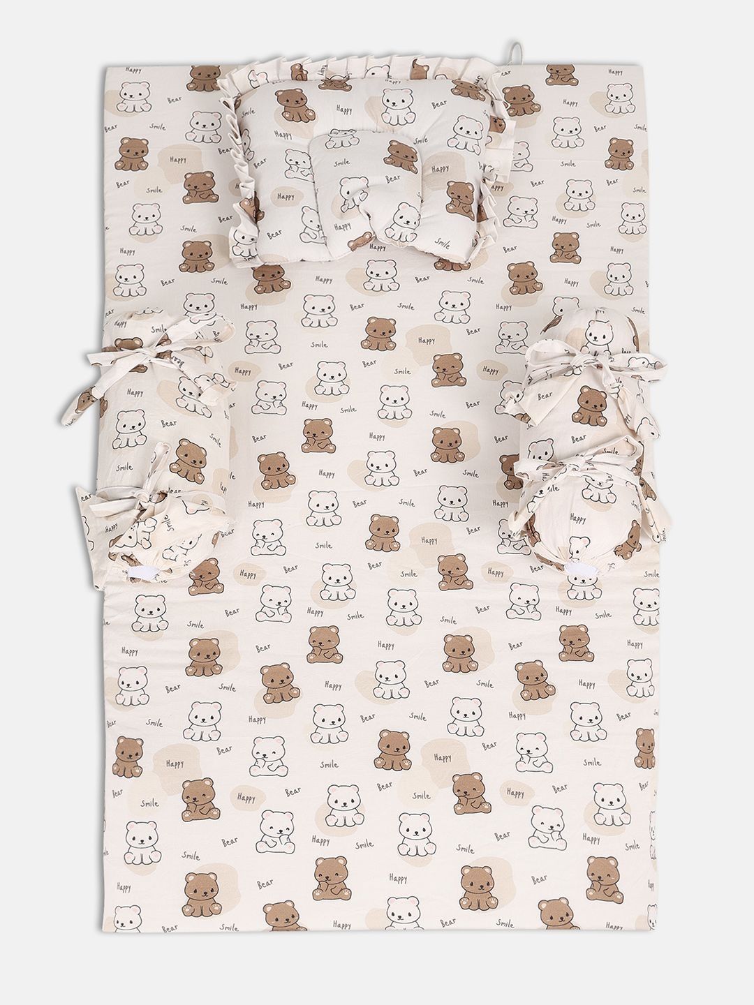 MINI KLUB Brown & White Self Design Cotton 1 Piece Single Regular Bedding Set-picture-10