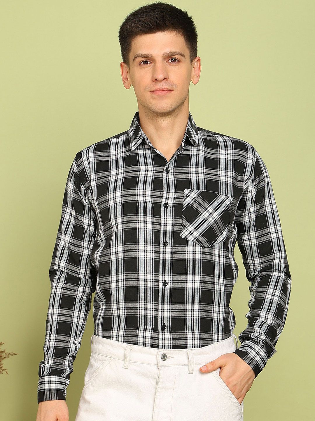 SZN Men Slim Fit Tartan Checks Casual Shirt-image-23