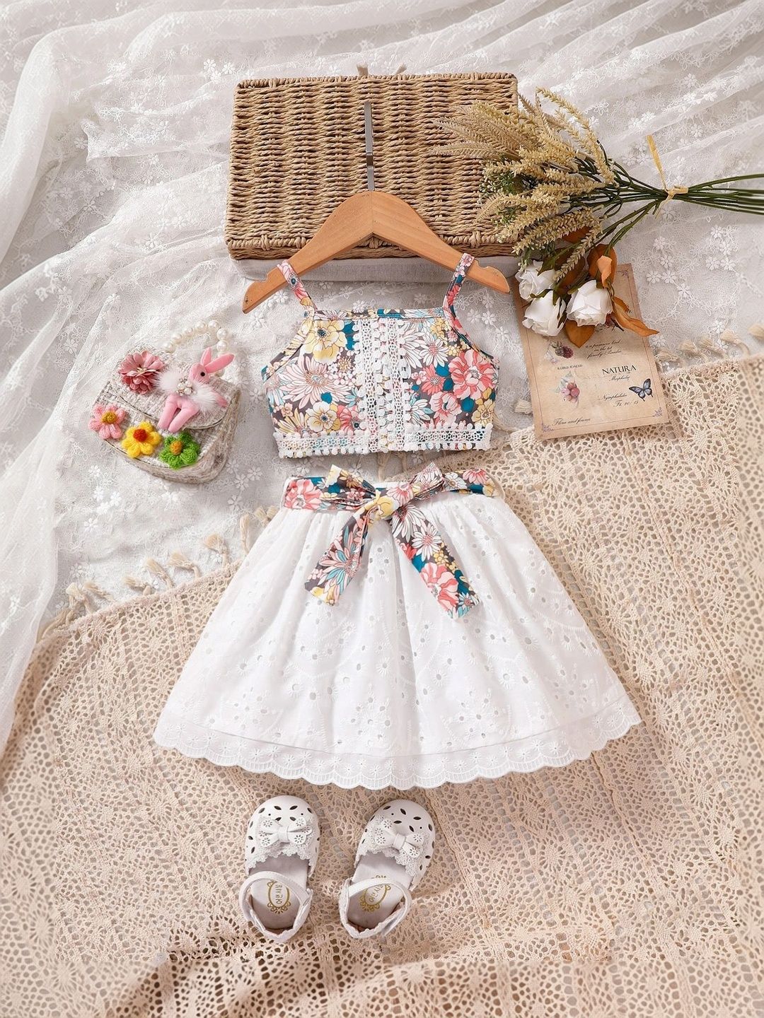 TIOR Girls Printed Top with Skirt