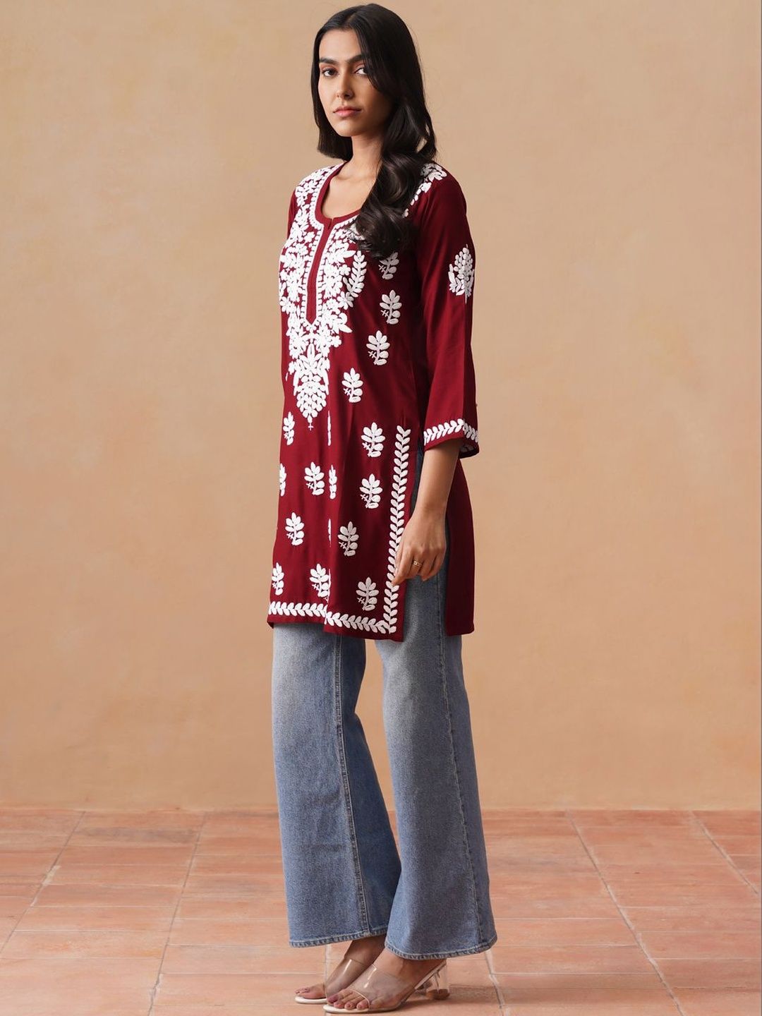 all about you Ethnic Motifs Embroidered Chikankari Chikankari Kurti-picture-24