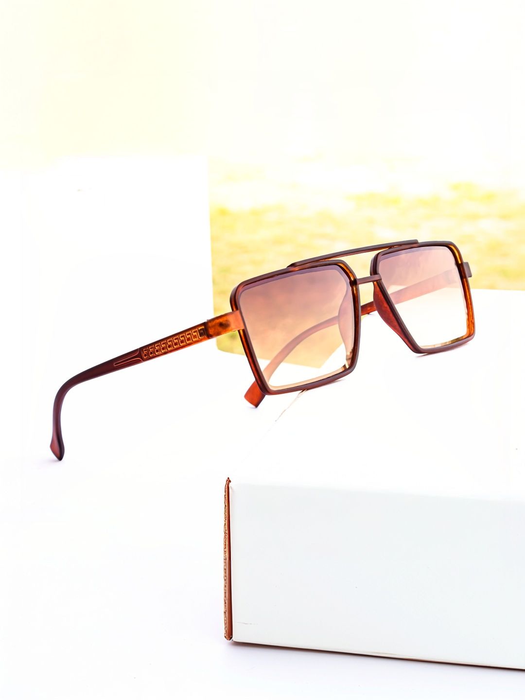 Jiebo Men Brown Lens & Brown Square Sunglasses with-image-27