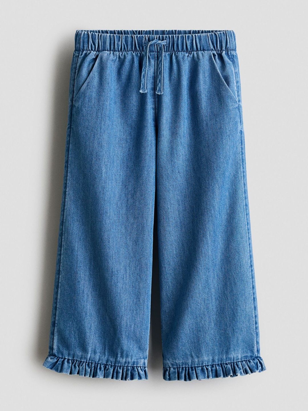 H&M Frill-trimmed denim trousers