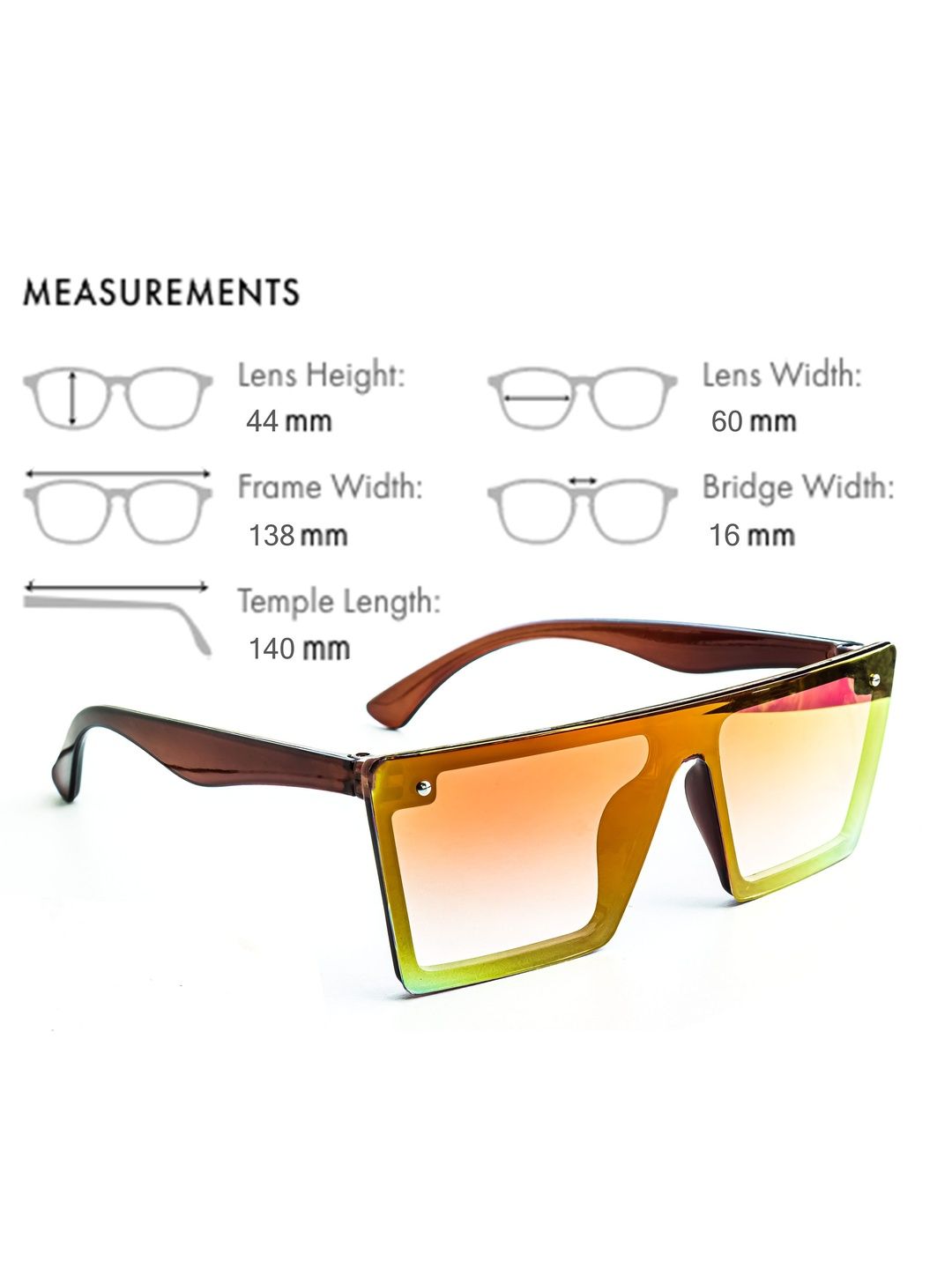 Jiebo Men Red Lens & Black Rectangle Sunglasses with-image-4