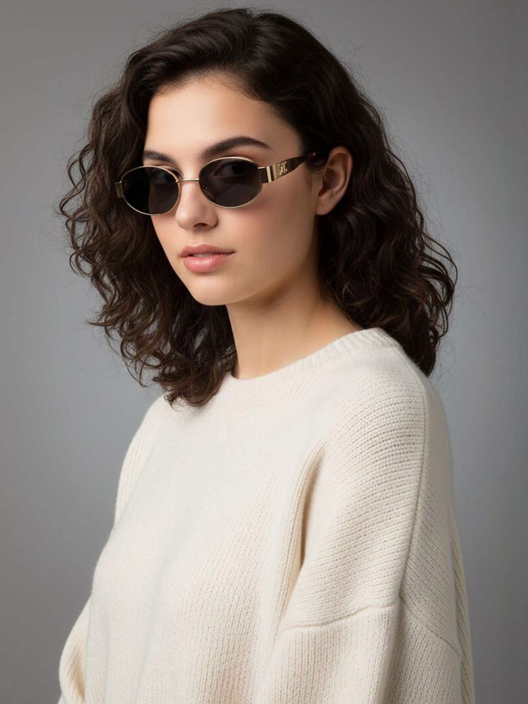 SZN Men Black Lens & Gold-Toned Oval Sunglasses with-image-49