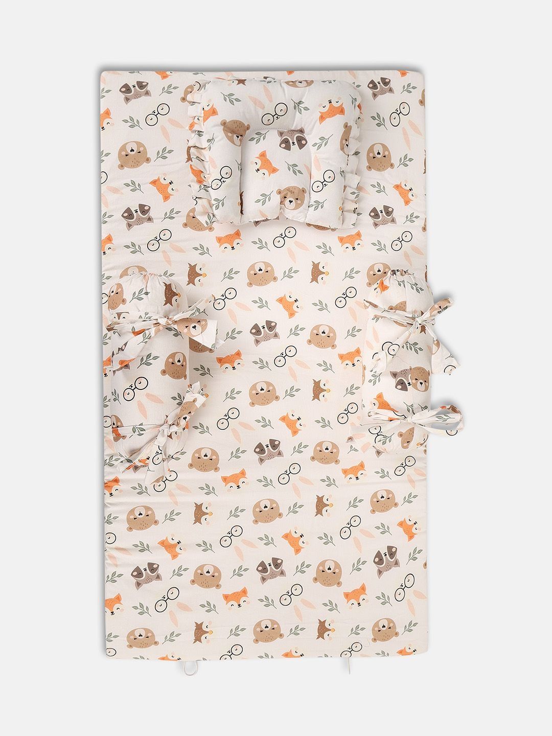 MINI KLUB Green Self Design Cotton 1 Piece Single Regular Bedding Set-image-42