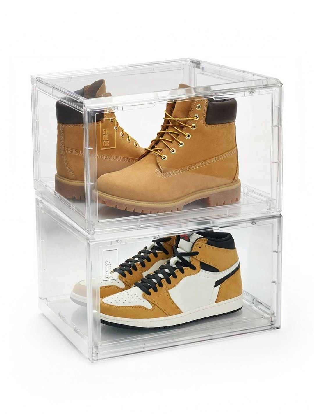 SHOEGR Transparent Set of 2 Crack Resistant Shoes Organiser Organisers-image-30