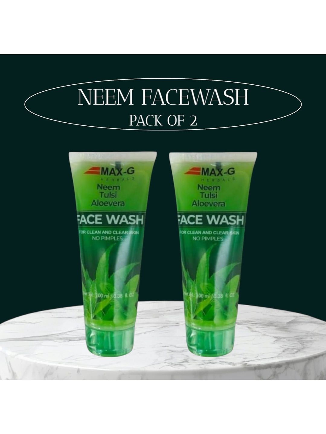 MAX-G Set Of 2 Neem Tulsi Aloe Vera Face Wash - 100 ml Each-image-14