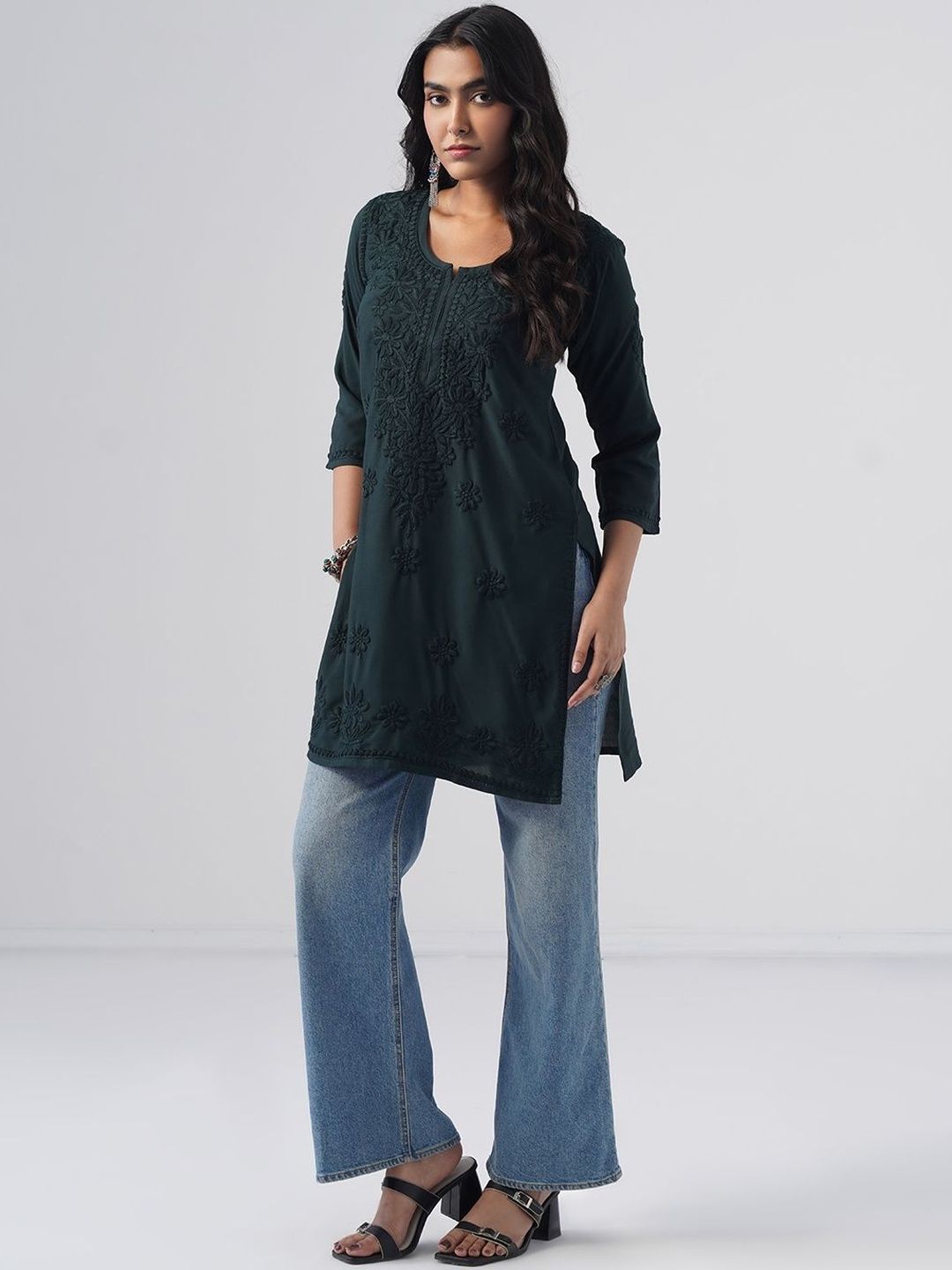 all about you Ethnic Motifs Embroidered Chikankari Chikankari Kurti-picture-50