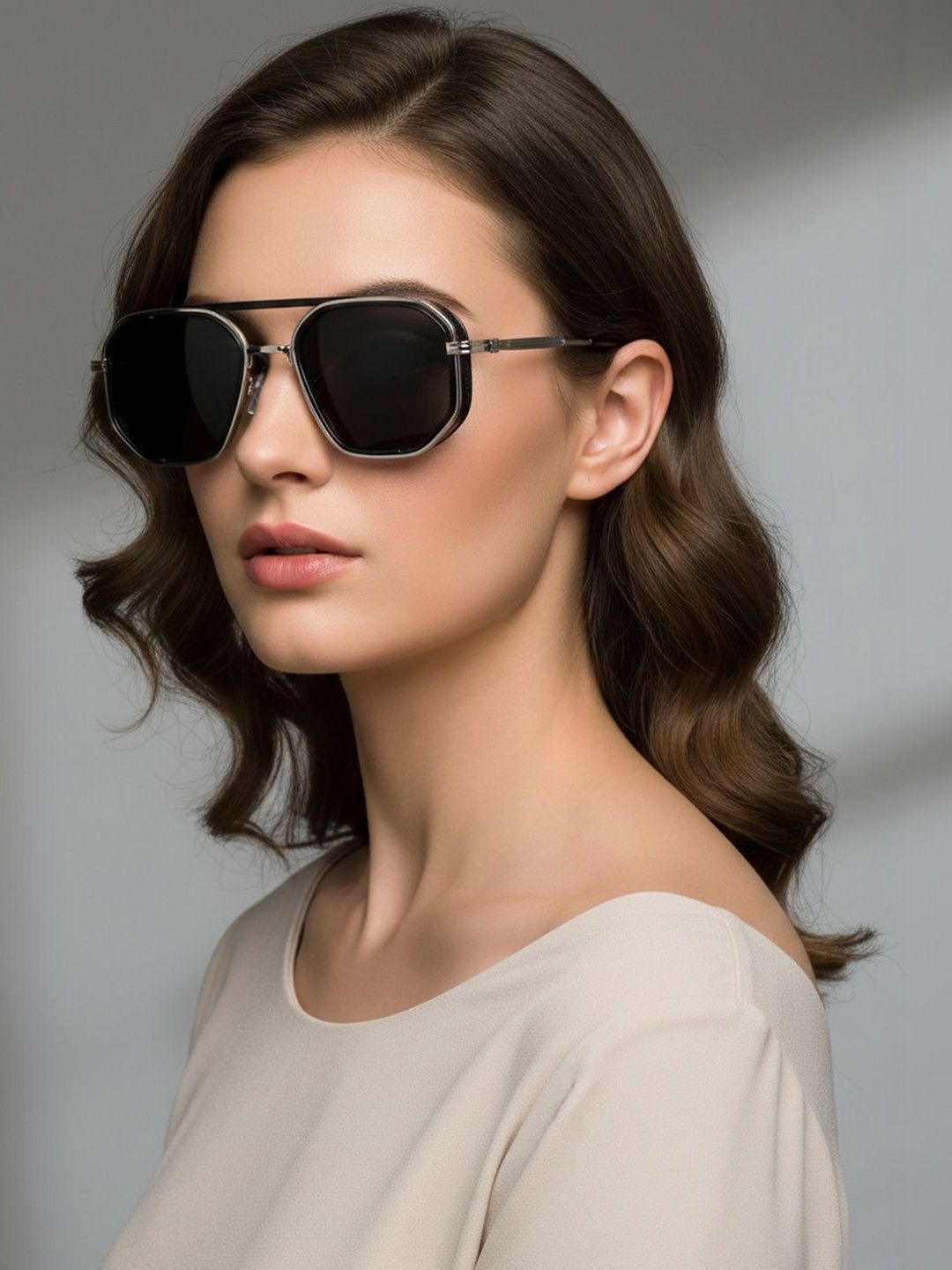 SZN Men Black Lens & Gold-Toned Square Sunglasses with-image-42