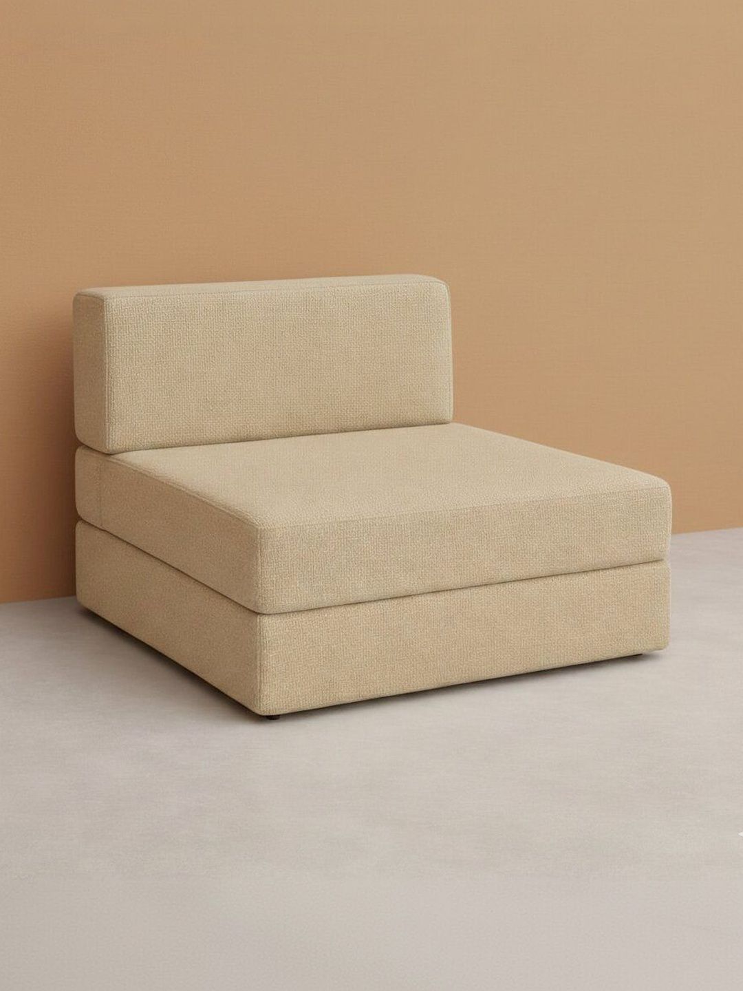 Pum Pum Beige Convertible Foldable 2-Seater Sofa Cum Bed