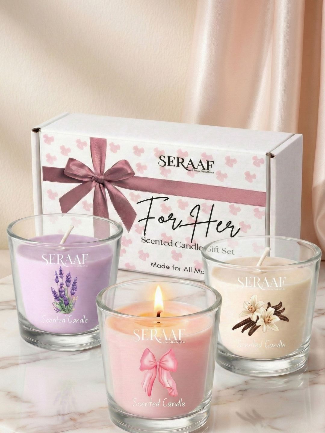 SERAAF Pink & Pink 3 pieces Jar Candle-image-35