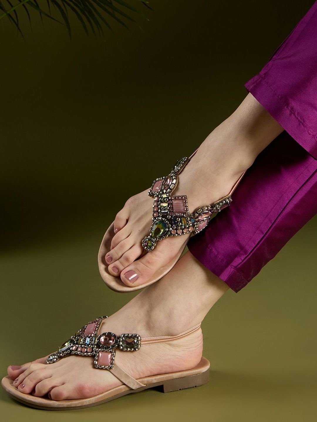 Inc 5 Embellished Ethnic T-Strap Flats-picture-56