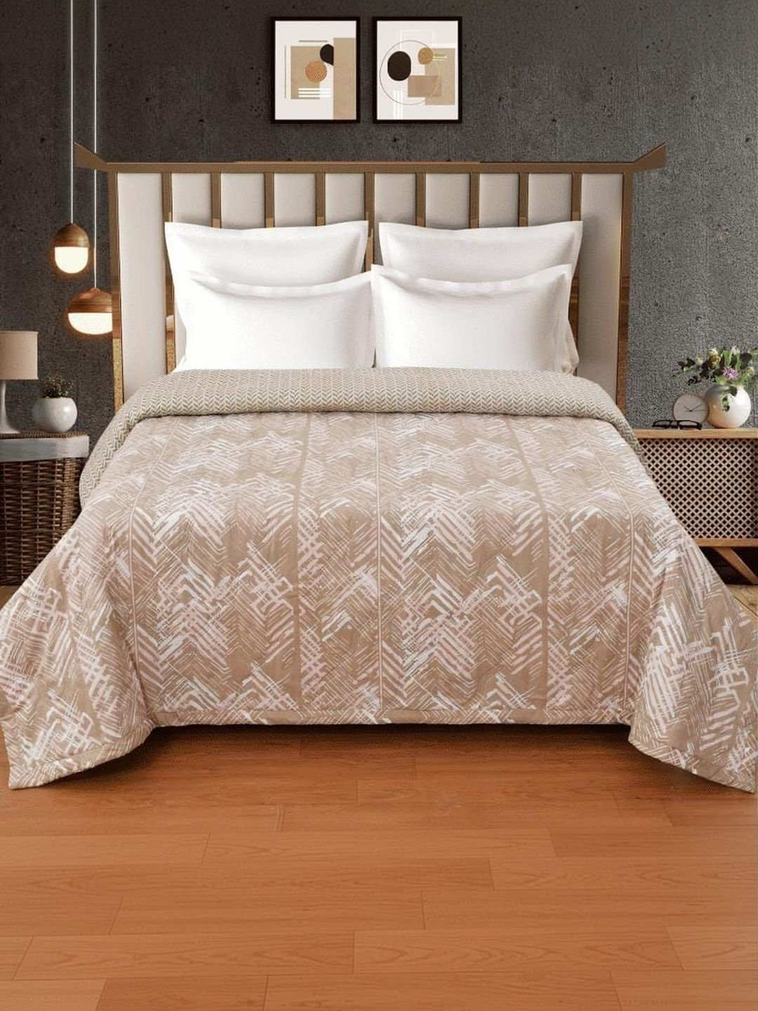 Comfowell Gold-Toned & Beige Microfiber 233 GSM Comforter-picture-50