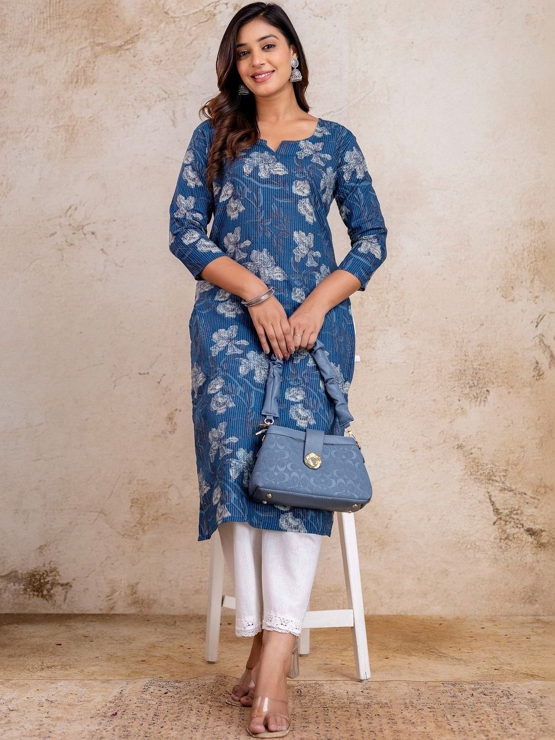 ZANETA Floral Printed Boat Neck Kurti-picture-33