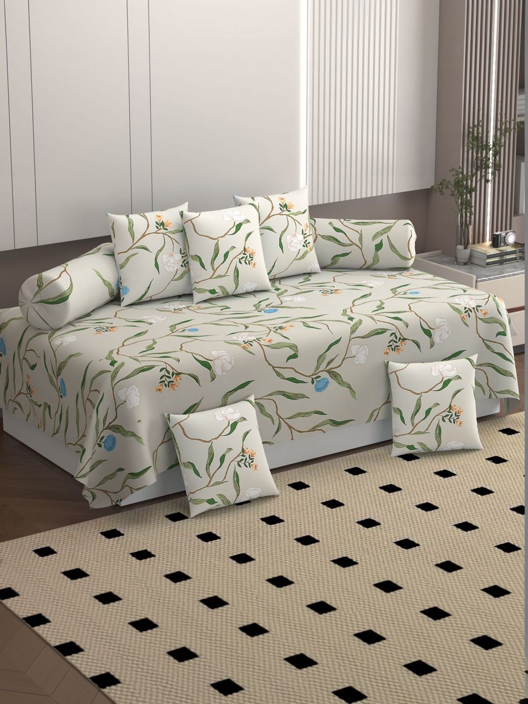 Bromwick 8 Pieces Green Printed Cotton Bedsheet With Bolster & Cushion Covers-picture-18