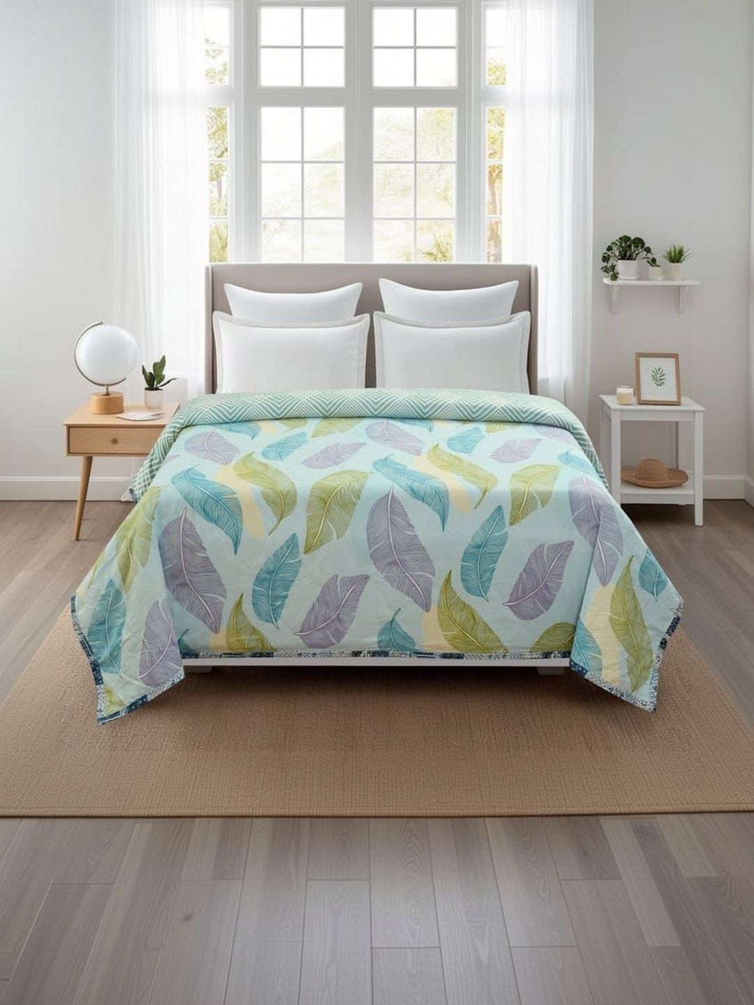 Comfowell Sea Green Floral Microfiber 233 GSM Comforter-picture-41