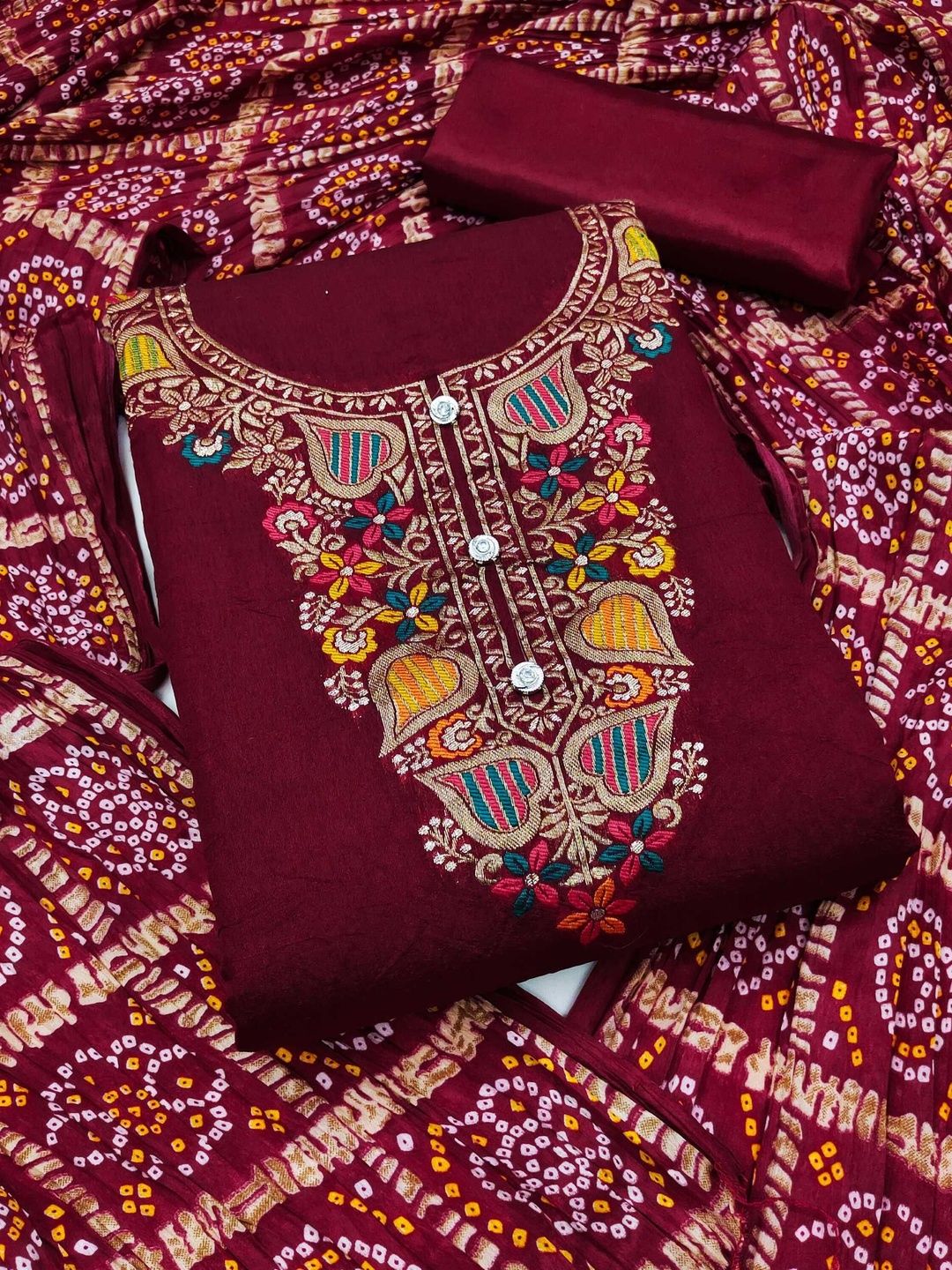 Dhaaga Ghar Art Silk Unstitched Dress Material-image-23