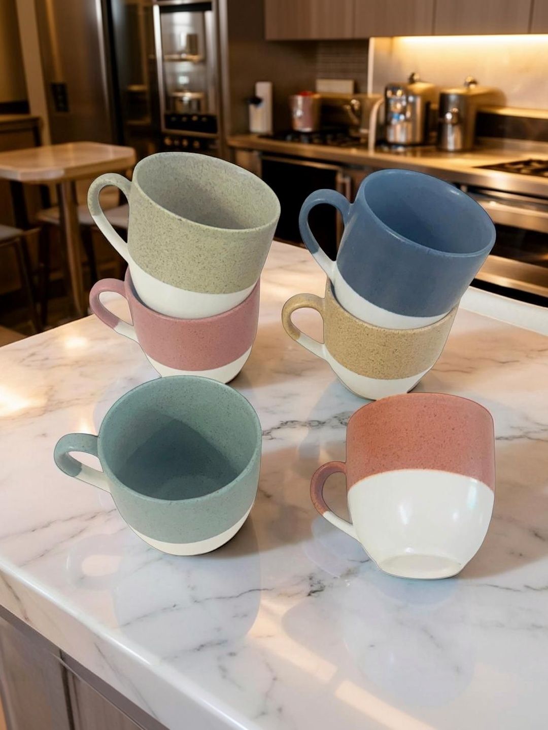 Lupaava Multicoloured Crafted Ceramics Solid Ceramic Matte Cups Set of Cups and Mugs-image-45