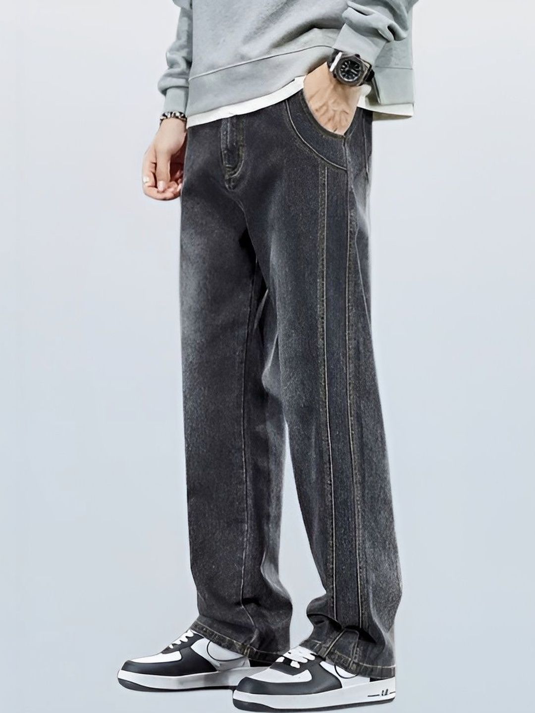 FUDE PRIDE Men Relaxed Fit Mid-Rise Light Fade Jeans-picture-47