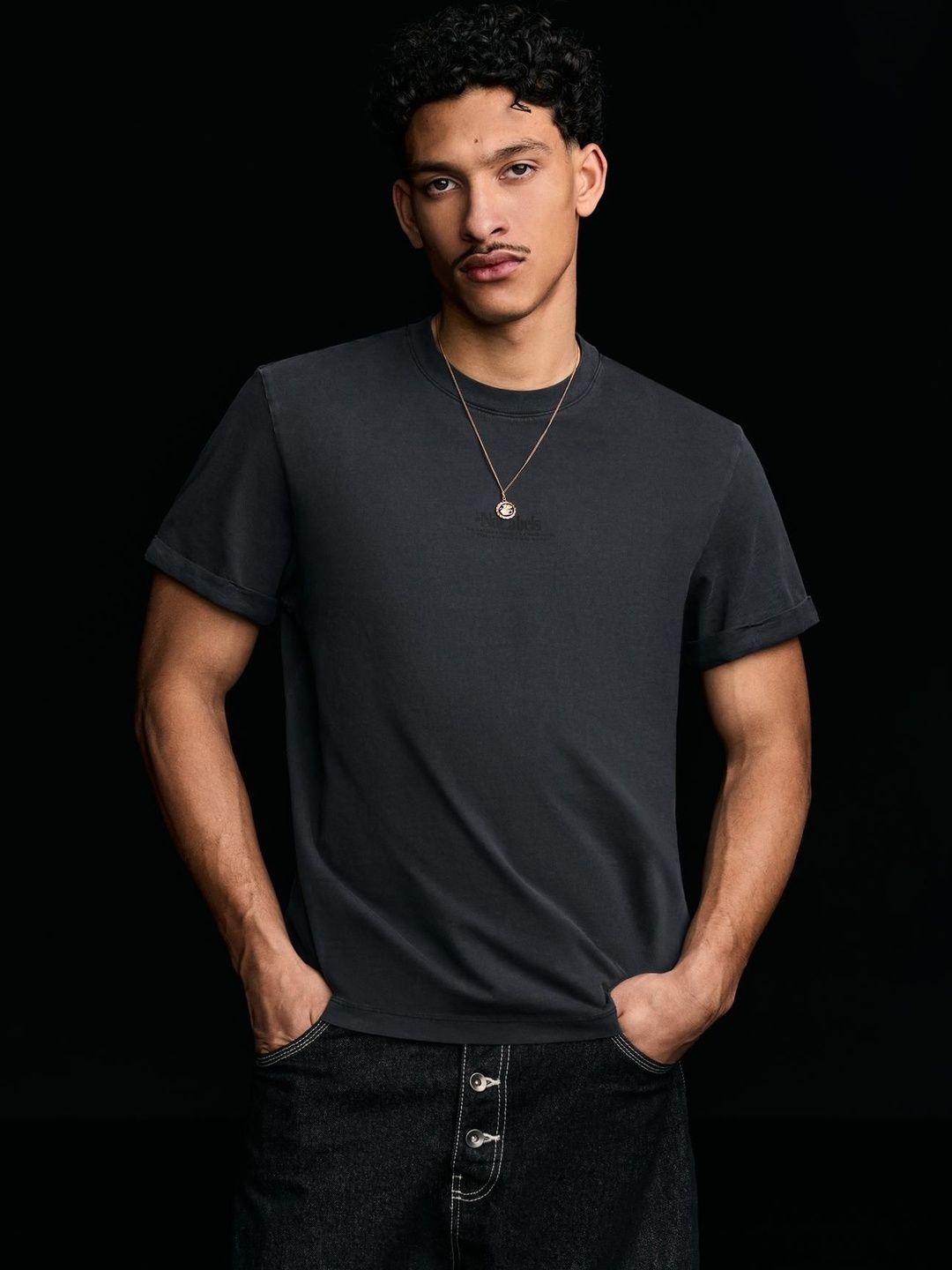 Bershka Short sleeve roll up print T-shirt-image-23