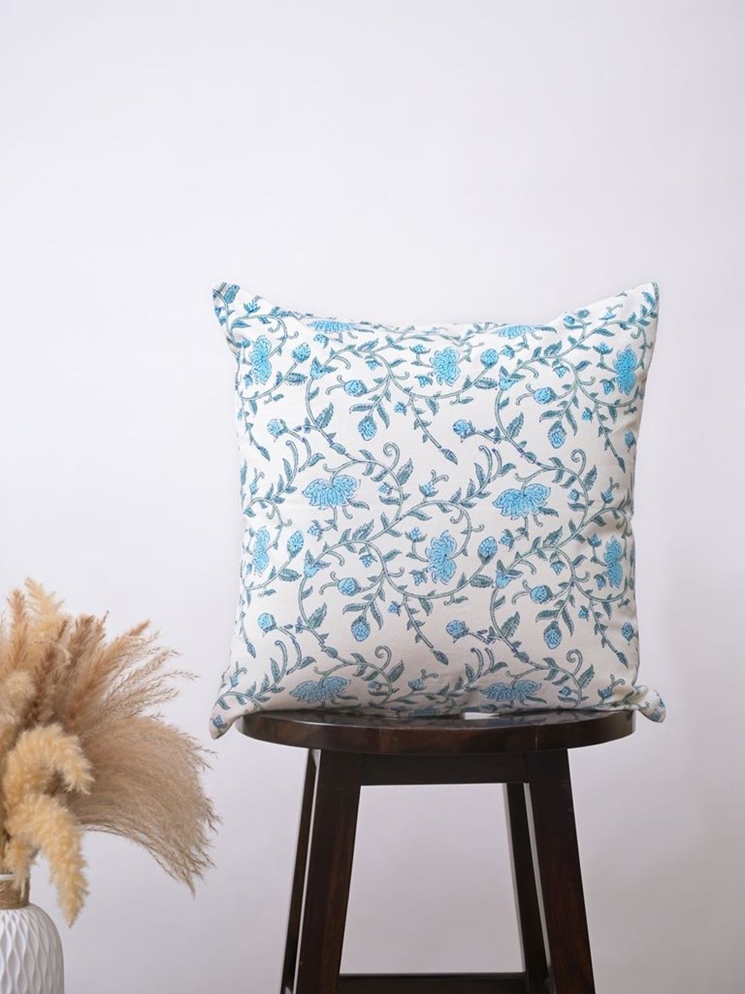 Jaipur Chintz Blue & White Set of 2 Floral Square Cushion Covers-image-4