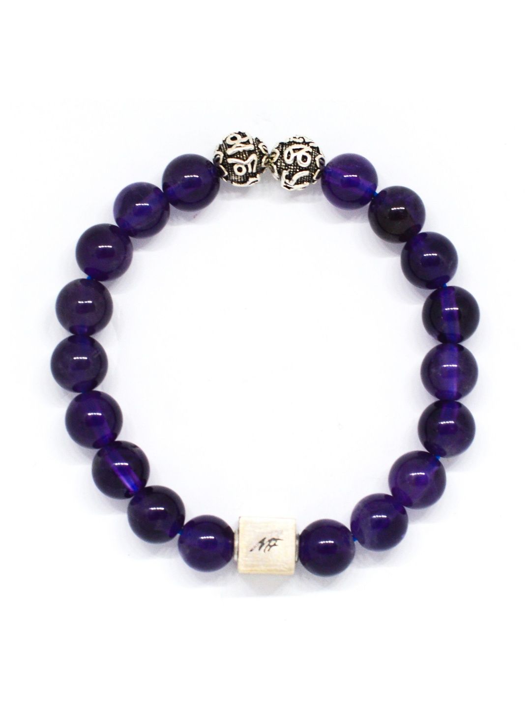 MYSTICFLAVIA Amethyst Infinity Round Silver Bead Bracelet-image-17