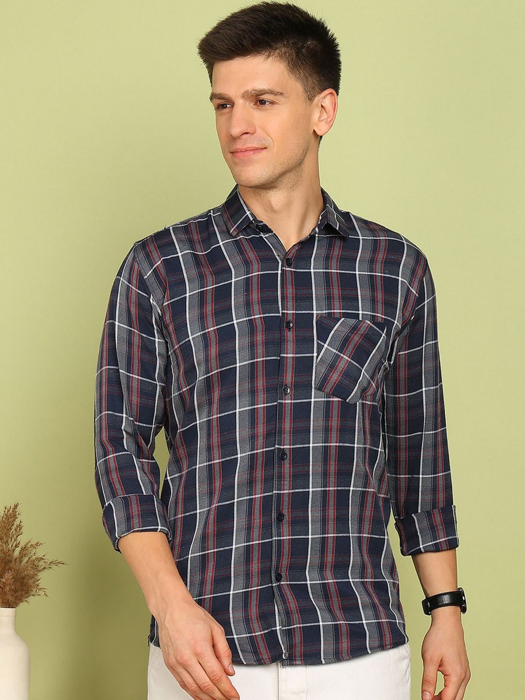 SZN Men Slim Fit Checked Casual Shirt-picture-39