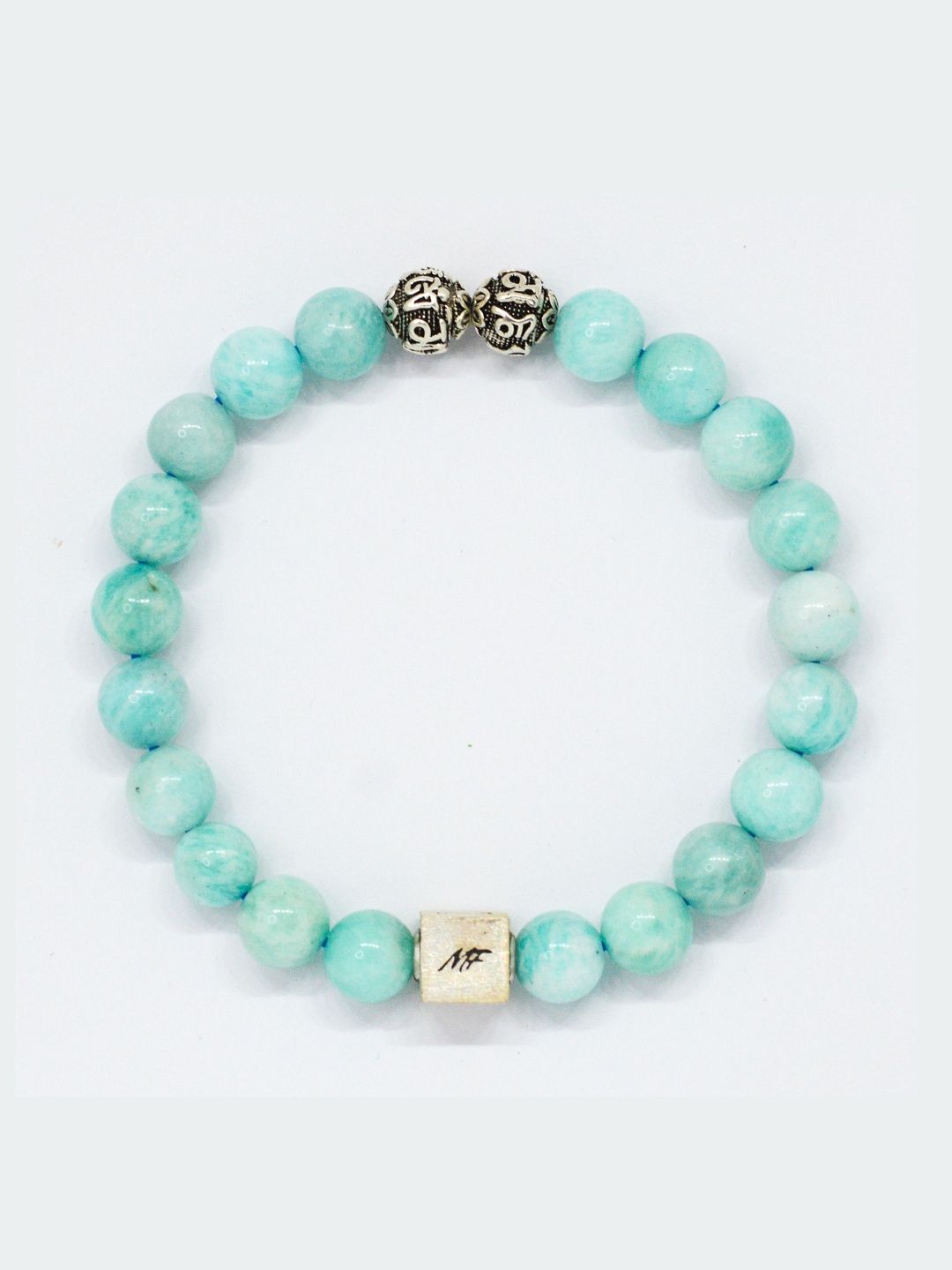 MYSTICFLAVIA Amazonite Infinity Round Silver Bracelet 8 MM-image-38