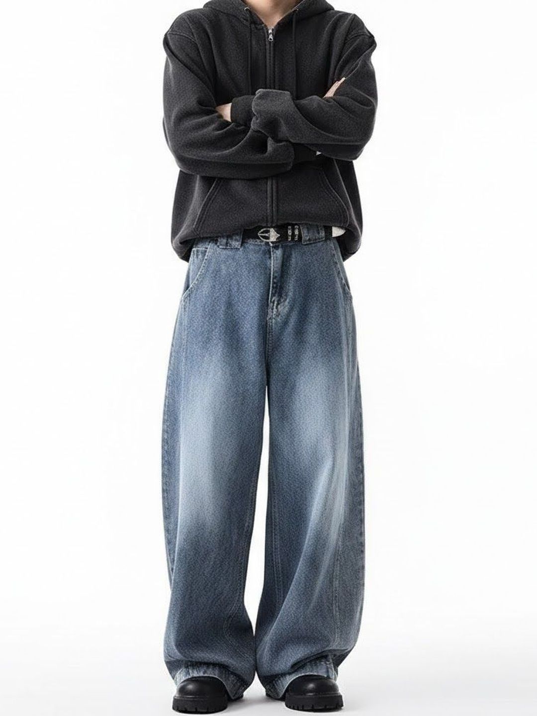 StyleCast x Revolte Men Wide Leg Mid-Rise Light Fade Jeans-picture-38