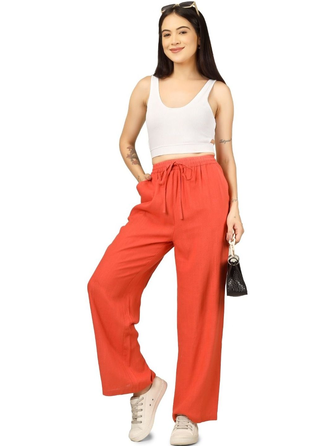 POSHWAVE Women Flared High-Rise Trousers-picture-56