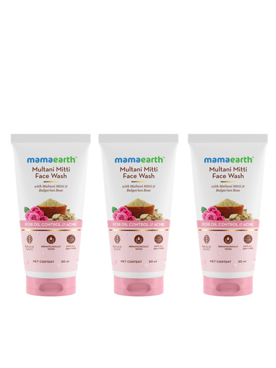 Mamaearth Set of 3 Multani Mitti Face Wash with Bulgarian Rose for Oil Control - 50ml each-picture-43