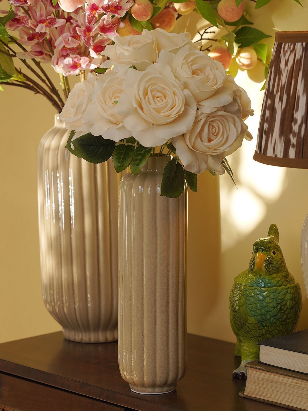Pure Home and Living 3 Pieces Beige Ceramic Vases-picture-25