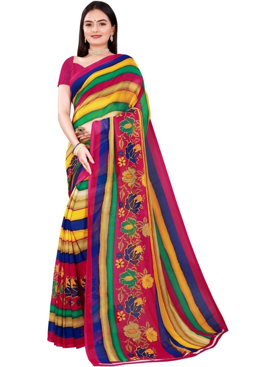 Moda Rapido Floral Poly Georgette Saree-picture-16