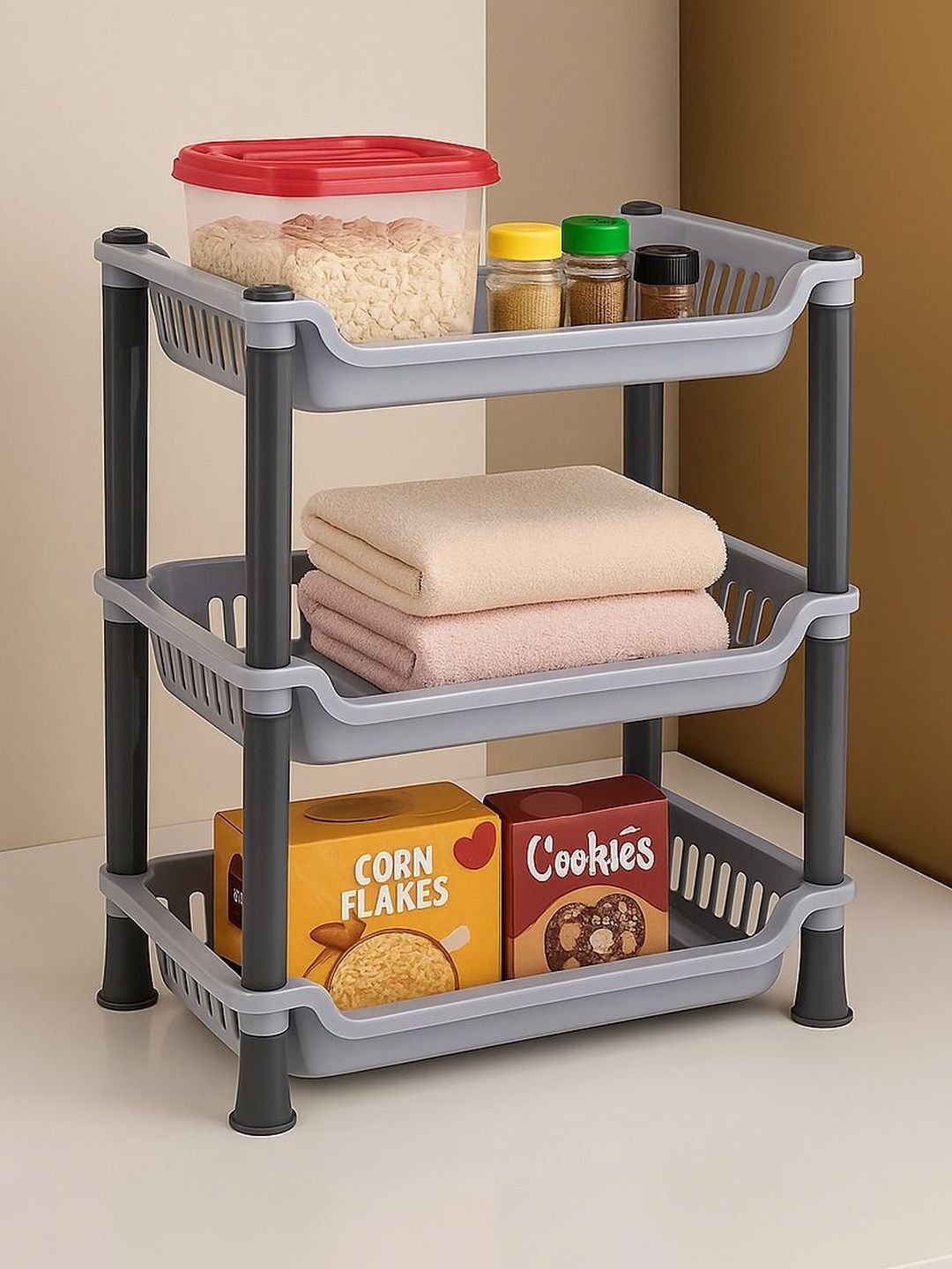 DXDT Grey 3 Layer Trolley Basket-image-29